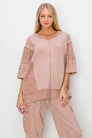 J.Her Short Sleeve Pullover Hooded Top in Sugar Rose Shirts & Tops J.Her   