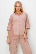 J.Her Short Sleeve Pullover Hooded Top in Sugar Rose Shirts & Tops J.Her   