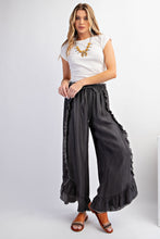 Load image into Gallery viewer, Easel Chambray Pants with Ruffle Details in Black Pants Easel   
