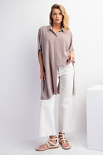 Load image into Gallery viewer, Easel Linen Blend Button Down Tunic Top in Mushroom Shirts &amp; Tops Easel   
