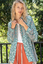 Load image into Gallery viewer, POL OVERSIZED Paisley Print Button Down Top in Teal
