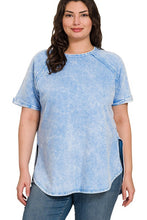 Load image into Gallery viewer, Acid Washed French Terry Raglan Top in Deep Sky Shirts &amp; Tops Zenana   

