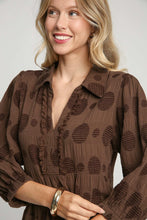 Load image into Gallery viewer, Umgee Solid Dotted Tiered Midi Dress in Brown
