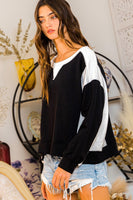 BucketList Contrast Color-Block Top in Black/Ivory Shirts & Tops Bucketlist   