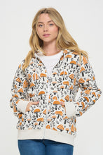 Load image into Gallery viewer, Yellow Mushroom Print Zip Up Hooded Jacket in Grey Jacket SM Wardrobe   
