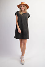 Load image into Gallery viewer, Easel Mineral Washed Cotton Knit Dress in Black
