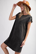 Load image into Gallery viewer, Easel Mineral Washed Cotton Knit Dress in Black
