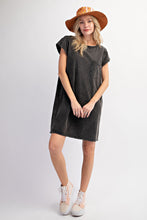 Load image into Gallery viewer, Easel Mineral Washed Cotton Knit Dress in Black
