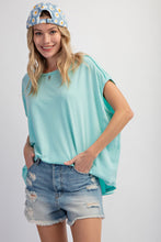 Load image into Gallery viewer, Easel Solid Color Mineral Washed Top in Seafoam Shirts &amp; Tops Easel   
