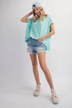 Load image into Gallery viewer, Easel Solid Color Mineral Washed Top in Seafoam Shirts &amp; Tops Easel   
