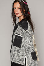 Load image into Gallery viewer, POL Floral Print Button Down Jacket in Grey/Black Jacket POL Clothing   
