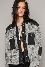 Load image into Gallery viewer, POL Floral Print Button Down Jacket in Grey/Black Jacket POL Clothing   
