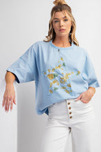 Load image into Gallery viewer, Easel Front Star Patched Pineapple Print Top in Peri Blue Shirts &amp; Tops Easel   
