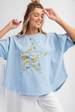 Load image into Gallery viewer, Easel Front Star Patched Pineapple Print Top in Peri Blue Shirts &amp; Tops Easel   
