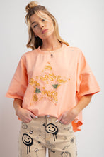 Load image into Gallery viewer, Easel Front Star Patched Pineapple Print Top in Cantaloupe Shirts &amp; Tops Easel   
