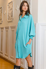 Load image into Gallery viewer, BucketList Textured Stripe Oversized Button Down Top in Jade Shirts &amp; Tops Bucketlist   
