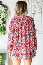 Load image into Gallery viewer, First Love Crinkle Floral Print Button Down Top in Red Multi
