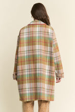 Load image into Gallery viewer, J.nna Multi Color Plaid Midi Coat in Mustard Green
