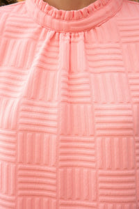 VOY Solid Color Textured Knit Dress in Pink Dresses VOY   