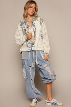 Load image into Gallery viewer, POL Oversized Floral Trim Jacket in Cream Multi Jacket POL Clothing   
