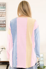 Load image into Gallery viewer, BlueVelvet Colorblock Terry Knit Top in Pink Combo Shirts &amp; Tops BlueVelvet   
