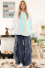 Load image into Gallery viewer, BlueVelvet Colorblock Terry Knit Top in Blue Combo Shirts &amp; Tops BlueVelvet   
