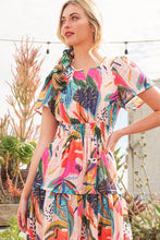 Load image into Gallery viewer, Lime &#39;N&#39; Chili Abstract Print Maxi Dress in Fuchsia Combo
