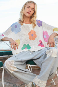 POL Flower Print Top in Ivory Shirts & Tops POL Clothing   