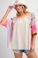 Load image into Gallery viewer, Easel Mixed Print Color Block Top in Lilac Dough Shirts &amp; Tops Easel   
