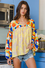 Load image into Gallery viewer, BucketList Floral Print Top in Taupe/Yellow Shirts &amp; Tops Bucketlist   
