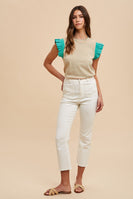 AnnieWear Striped Knit Top in Peach/Emerald Shirts & Tops AnnieWear   