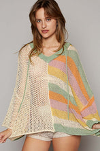 Load image into Gallery viewer, POL Colorblock Hooded Sweater Top in Natural Multi ON ORDER Shirts &amp; Tops POL Clothing   

