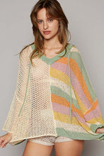 Load image into Gallery viewer, POL Colorblock Hooded Sweater Top in Natural Multi Shirts &amp; Tops POL Clothing   
