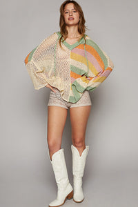 POL Colorblock Hooded Sweater Top in Natural Multi Shirts & Tops POL Clothing   