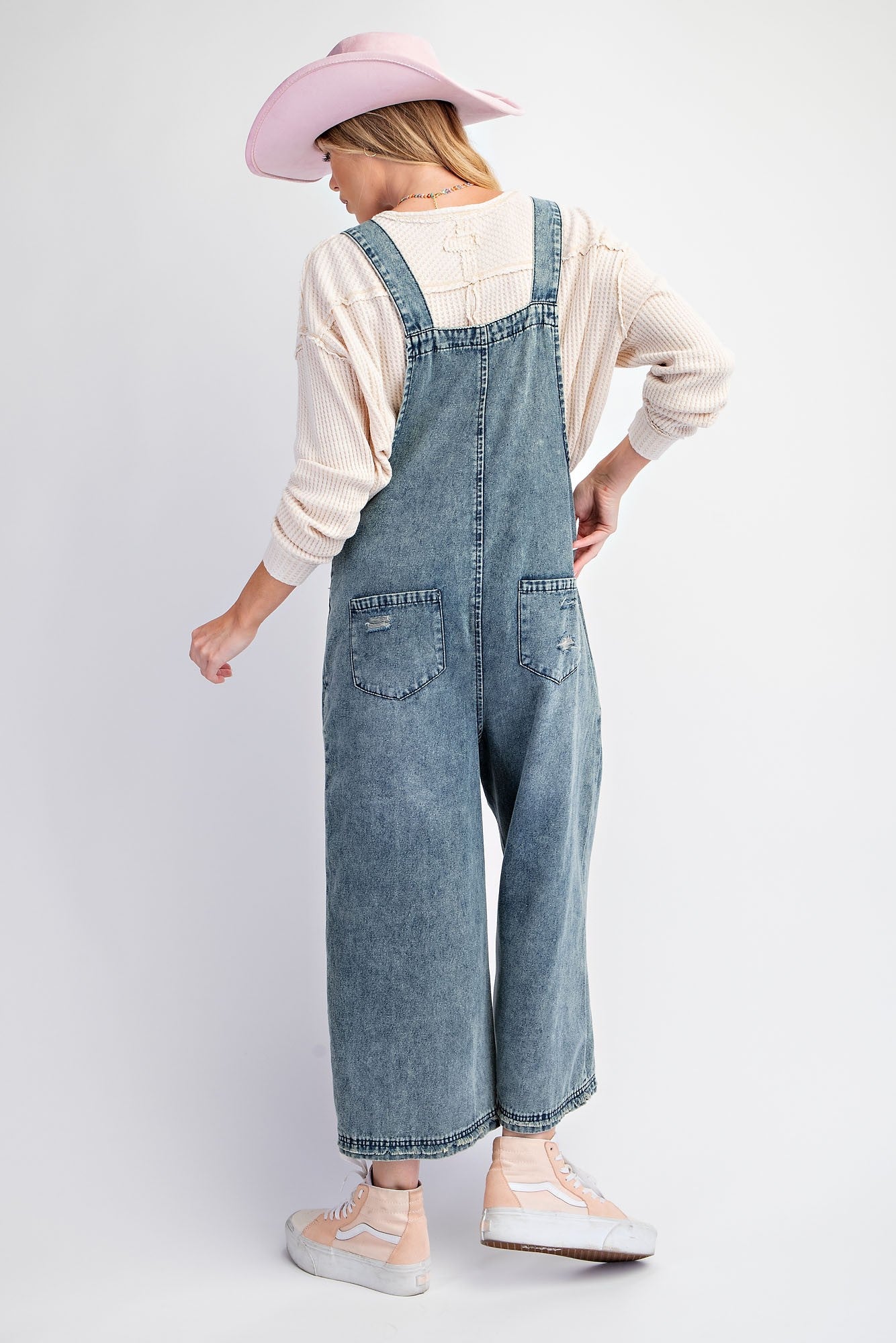 Easel Loose Fit Overalls in Washed Denim – June Adel