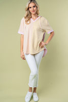 White Birch Striped Hooded Top in Pink Combo