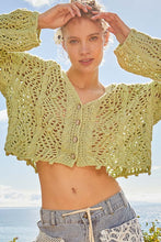 Load image into Gallery viewer, POL Oversized CROPPED Open Weave Cardigan in Baby Grass Cardigan POL Clothing   
