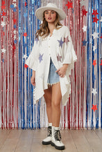 Load image into Gallery viewer, Peach Love Rhinestone Star Oversized Gauze Shirt in White/Red/Blue Shirts &amp; Tops Peach Love California   
