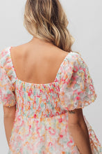 Load image into Gallery viewer, BiBi Multi Colored Flower Peplum Top in Coral/Apricot Shirts &amp; Tops BiBi   
