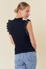 Load image into Gallery viewer, Doe &amp; Rae Ribbed Tank Top with Ruffles in Black
