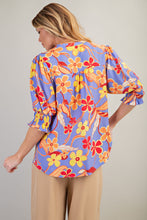 Load image into Gallery viewer, Easel Peach Blossom Floral Print Top in Lilac Blue Shirts &amp; Tops Easel   
