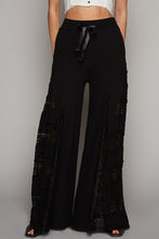 Load image into Gallery viewer, POL Solid Color Thermal Knit Pants with Mixed Lace Inset Details in Black
