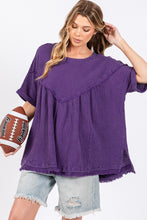 Load image into Gallery viewer, Sewn+Seen Oversized Cotton Gauze Baby Doll Top in Purple
