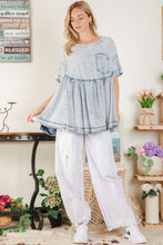 Load image into Gallery viewer, BlueVelvet Babydoll Top in Light Denim Shirts &amp; Tops BlueVelvet   
