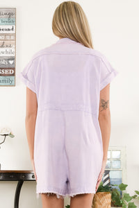 BlueVelvet Mineral Washed Carpenter Romper in Lavender