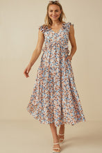 Load image into Gallery viewer, Hayden Floral Print Midi Dress with Cutout Details in Blue Dress Hayden   
