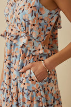 Load image into Gallery viewer, Hayden Floral Print Midi Dress with Cutout Details in Blue Dress Hayden   

