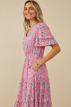 Load image into Gallery viewer, Hayden Vibrant Floral Midi Dress in Pink Mix
