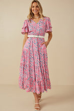 Load image into Gallery viewer, Hayden Vibrant Floral Midi Dress in Pink Mix
