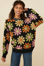 Load image into Gallery viewer, Hayden Retro Daisy Knit Sweater in Black
